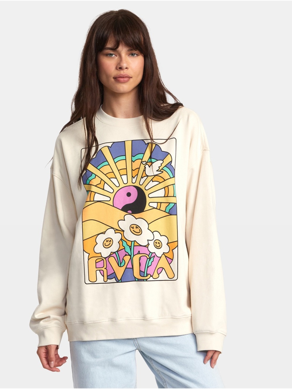 RVCA Someday Sweatshirt Oversized Latte Size Small